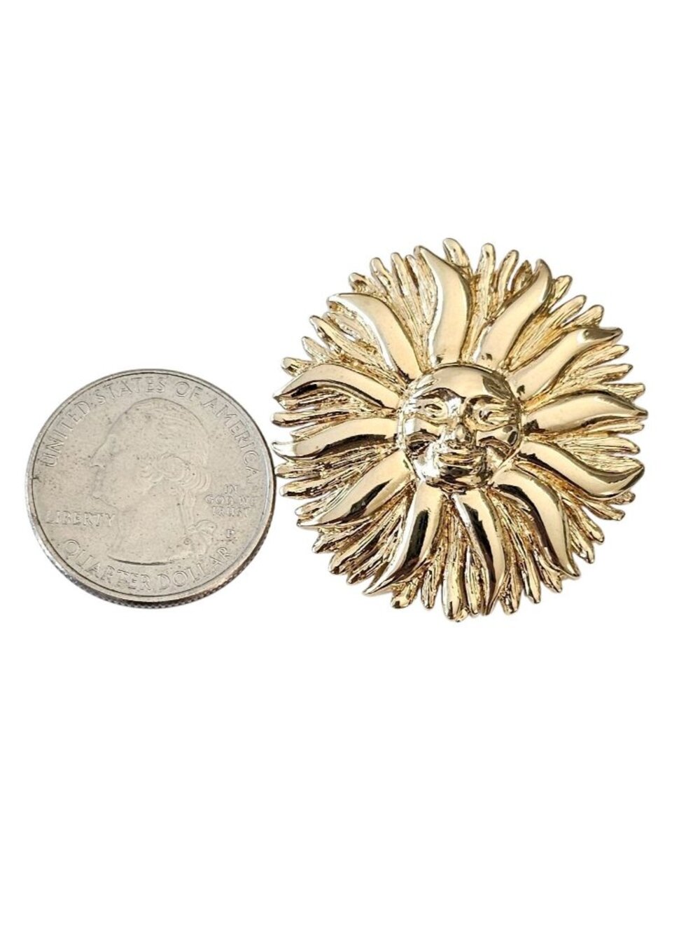 St. John Gold Tone Sun Brooch Signed, J68 - Picture 6 of 7